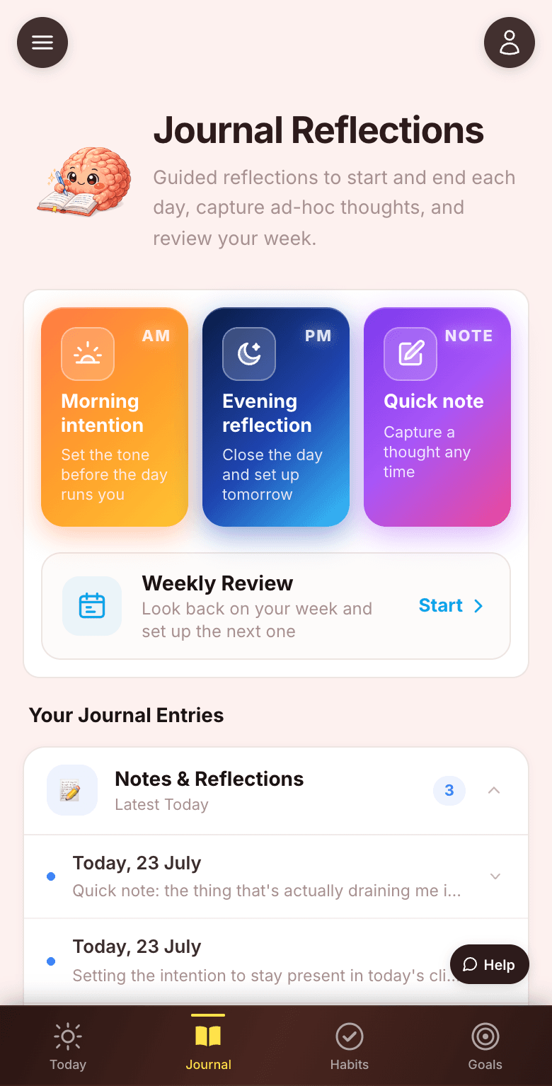 Journal Reflections with guided morning and evening rituals